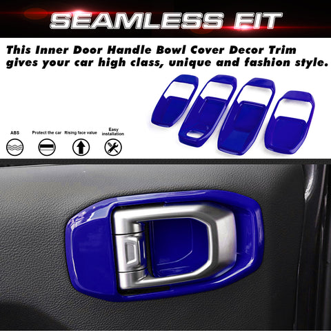 x xotic tech Door Handle Bowl Cover Decor Trim for Jeep Wrangler JL JLU 2018-up Gladiator JT 2020-up Interior Accessories(4Pcs)
