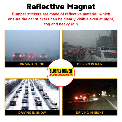 x xotic tech Elderly Driver Car Magnet Reflective Senior Driver Magnet Signs for Car Old People Gag Gifts Yellow Sign Magnetic Bumper Sticker for Grandma Grandpa