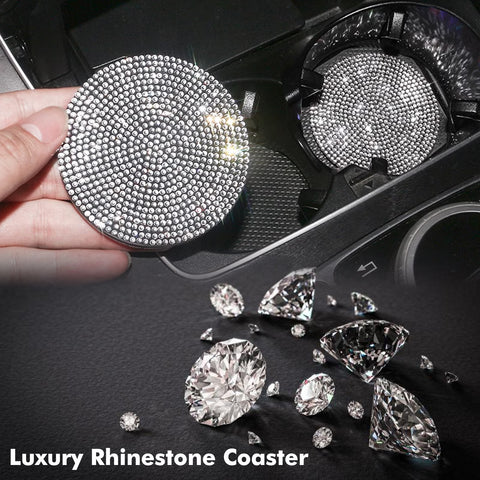 2pcs Cute Bling Car Cup Holder Coaster with Rhinestone Auto Interior Accessories