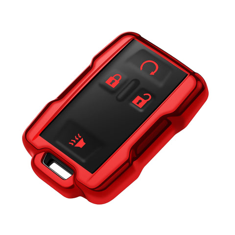 Xotic Tech Red TPU Remote Key Fob Cover Case w/Face Panel Compatible with GMC Sierra Yukon Canyon Cadillac or Chevrolet Silverado 1500 2500HD 3500HD Colorado (Fit the 4/5/6 button)