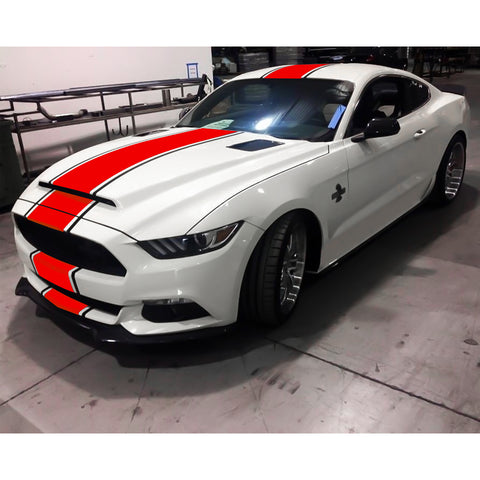 Xotic Tech Glossy Vinyl Racing Stripe Car Hood Graphics Decal Sticker for Hood Roof Rear Trunk Decoration Compatible with Ford Mustang 2015-up