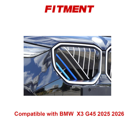 Tri-Colored Front Center Kidney Grille Strips Clip Cover For BMW X3 G45 2025-up
