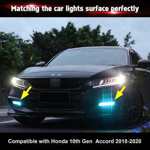 Xotic Tech Self Adhesive Front Fog Light DRL Tint Vinyl Film, Precut Fog Lamp Light Transmission Stickers Overlay Decal Exterior Decoration Compatible with Honda Accord 10th 2018 2019 2020