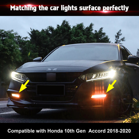 Xotic Tech Self Adhesive Front Fog Light DRL Tint Vinyl Film, Precut Fog Lamp Light Transmission Stickers Overlay Decal Exterior Decoration Compatible with Honda Accord 10th 2018 2019 2020