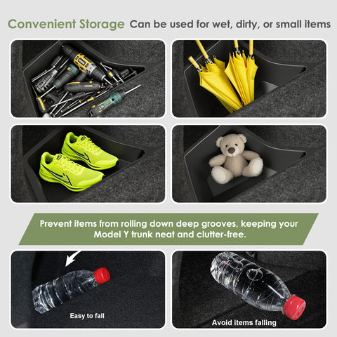 Rear Trunk Storage Bins Side Box with Carpeted Lid For Tesla Model Y Juniper 25+