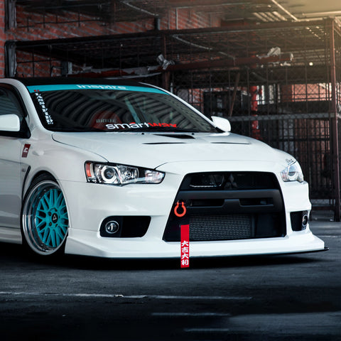 JDM Sports Tow Strap Racing Tow Strap with Chinese Slogan + Front Tow Hook Kit + Rear Tow Towing Hook Universal for Car (Good Luck & All The Best)