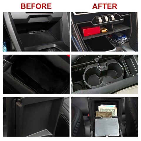 Console Secret Storage Organizer w/ USB Cable Cup Holder For Honda Civic 16-21