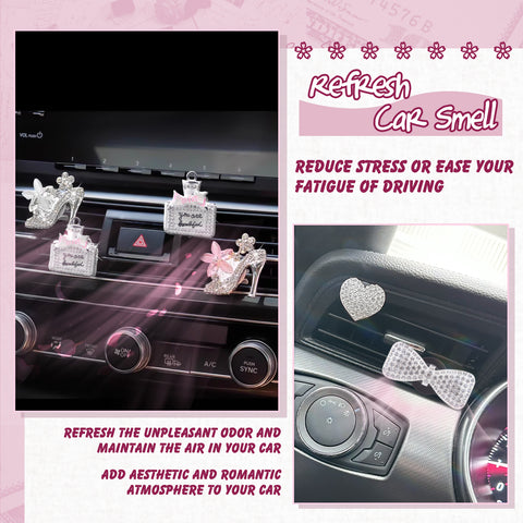 Crystal High Heel & Handbag Car Air Fresheners Diffuser Vent Clips Combo Kit