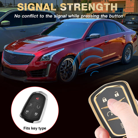 2X TPU Full Cover Smart Key Fob Cover For Cadillac CT6 XT5 CTS 2016-2019