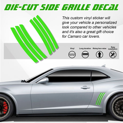 Xotic Tech 6pcs Car Body L&R Side Vent Insert Stripe Decal Vinyl Inlay Side Vent Gill Sticker Compatible with Chevrolet Camaro 2010-2015