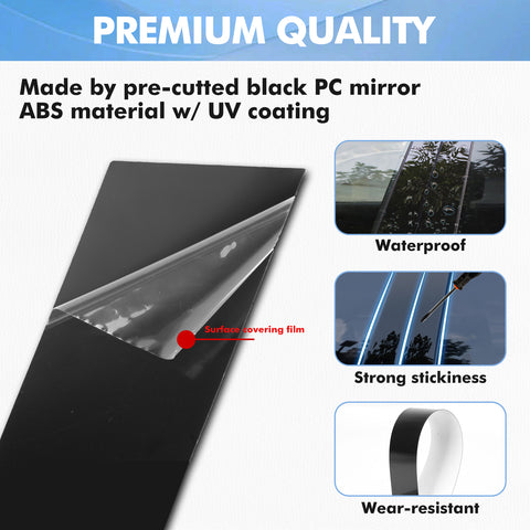 Black Window Pillar Posts Door Trim Piano Cover Kit For Dodge Ram 1500 2009-2018