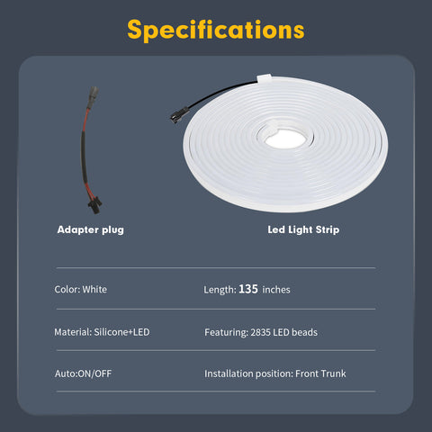 For Tesla Model X 2018-2020 Front Trunk Led Flexible Ambient Lights Decoration