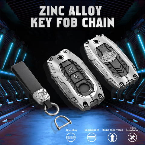 x xotic tech Mech Style Heavy Metal Key Fob Cover Compatible with Mercedes Benz C S E G Class GLC AMG EQS EQE SL S350 S400 S450 S500 C200 C260, Zinc Alloy Key Case Protector Shell Keychain