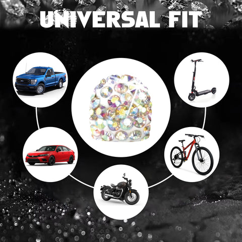 4x Handmade Crystal Rhinestone Universal Car Tire Valve Caps Chrome Accessories