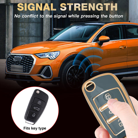2X TPU Full Cover Flip Smart Key Fob Cover For Audi A1 A3 A4 A6 A8 Quattro