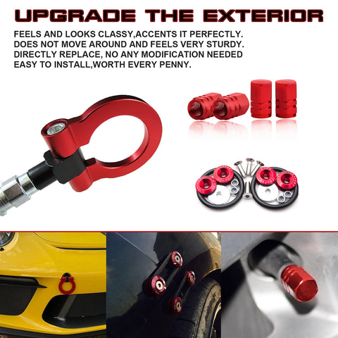 Set Tow Hook+ Tire Valve Stem +Fender Release Fastener Fit Porsche 911 2014-up