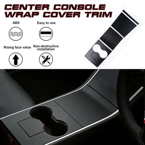4pcs/Set Center Console Wrap Decor Sticker Accessories for Tesla Model 3/Y 17-20