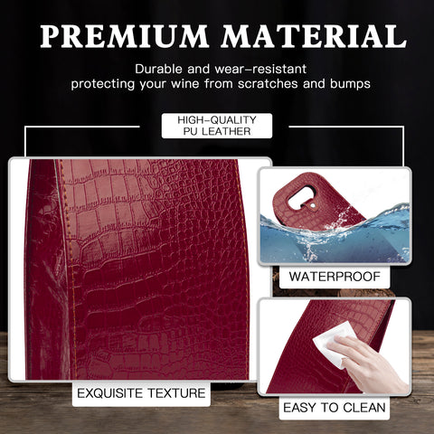 2-Bottle Leather Wine Tote Bag Protector Champagne Gift Bag with Handle For Gift