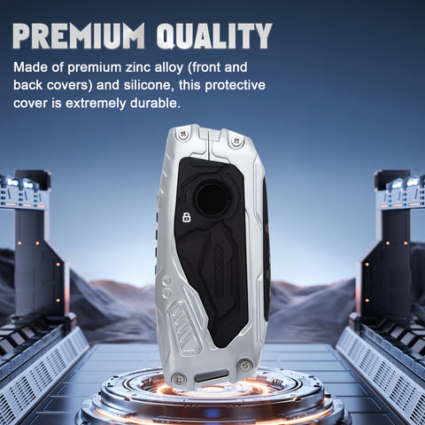 x xotic tech Mech Style Heavy Metal Key Fob Cover Compatible with BMW 2023 2024 2025 X1 X5 X6 X7 i7 Xi 3 5 7 Series 740i 760i XM IX IX3 I5 I7, Zinc Alloy Key Case Protector Shell Keychain