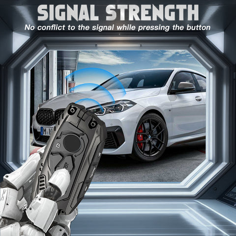 x xotic tech Mech Style Heavy Metal Key Fob Cover Compatible with BMW 2023 2024 2025 X1 X5 X6 X7 i7 Xi 3 5 7 Series 740i 760i XM IX IX3 I5 I7, Zinc Alloy Key Case Protector Shell Keychain