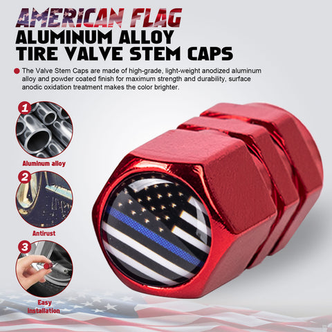 x xotic tech 4pcs American Flag Tire Valve Stem Cover Caps Anodized Aluminum Alloy, Corrosion Resistant Leak-Proof Wheel Valve Cap Set, Universal for Cars Trucks Motorcycles SUVs