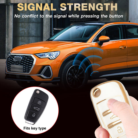 2X TPU Full Cover Flip Smart Key Fob Cover For Audi A1 A3 A4 A6 A8 Quattro