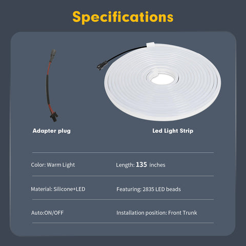 For Tesla Model X 2018-2020 Front Trunk Led Flexible Ambient Lights Decoration