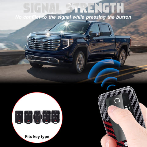x xotic tech Glossy Black/Red Carbon Fiber Texture Hard Key Fob Cover Case Compatible with Chevrolet Silverado 1500 2500HD 3500HD Colorado Suburban Tahoe or GMC Yukon Canyon Sierra 1500 2500 3500