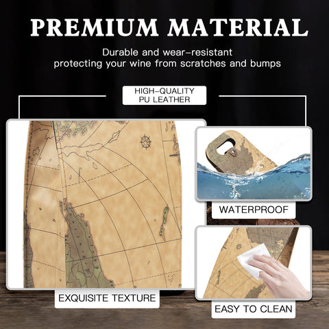 2-Bottle Leather Wine Tote Bag Protector Champagne Gift Bag with Handle For Gift