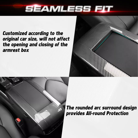x xotic tech Carbon Fiber Style Armrest Cover Center Console Armrest Storage Box ABS Protective Trim Compatible with Toyota Highlander 2020-up Car Interior Accessories (NOT for Grand Highlander 2024)