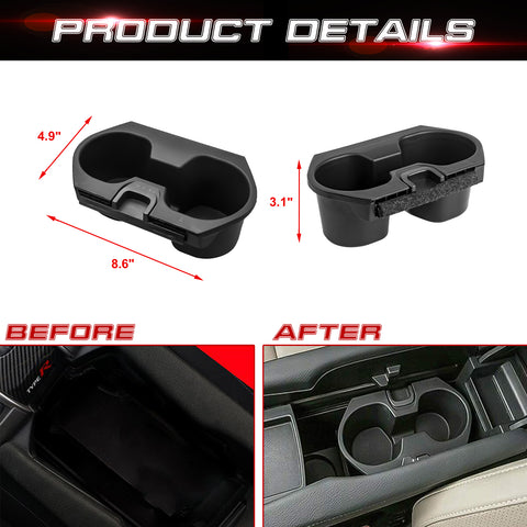 Front Center Console Insert Dual Water Cup Holder For Honda Civic 2016-2021