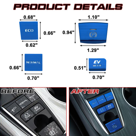 Red Aluminum Alloy Gear Shift Switch Cover Trim For Toyota Camry Hybrid 2018-22