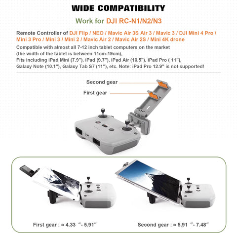 x xotic tech No Disassembly Tablet Holder Compatible with RC-N1/RC-N2/RC-N3 Controller of DJI Flip/Neo/Mini 4K/ 2 SE/Air 3/ Mini 3/4 Pro, Foldable Smartphone Ipad Stand Mount Holder Bracket Lanyard