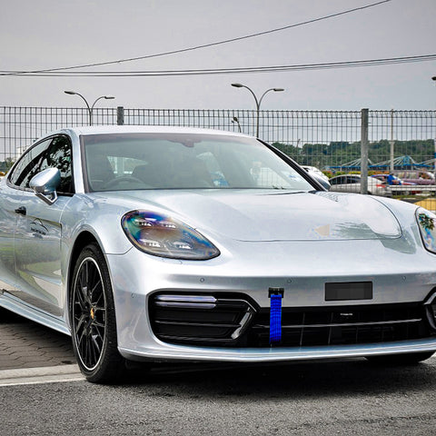 Blue / Black / Red JDM Style Tow Hole Adapter with Towing Strap for Porsche Panamera 970 Carrera 911 991