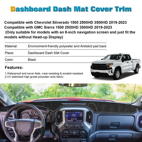 Dashboard Cover Pad Sunshield Protect Mat For Chevy Silverado 1500 2500HD 3500HD