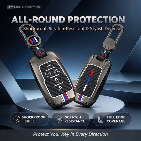 Gunmental Heavy Duty Remote Key Fob Cover Case w/Keychain for RAM 1500 2500 3500