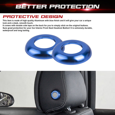 2x Blue Inner Seat Headrest Button Ring Cover Trim For W205 2015-2021 X205 2016-2022