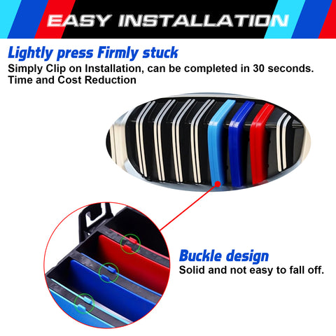 x xotic tech M-Colored Stripe Grille Insert Trims Compatible with BMW 3 Series G20 2023 330i 330e 320i 320d Sedan Kidney Grill (8-Beams Standard Grille)
