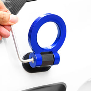 Set JDM Sport Style Tow Hook Ring Decoration+Tire Valve Stem Caps Universal Fit