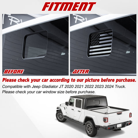x xotic tech American Flag Rear Middle Window Decal, Back Center Sliding Window Glass US Flag Vinyl Sticker Exterior Accessories Compatible with Jeep Gladiator JT 2020-up Truck
