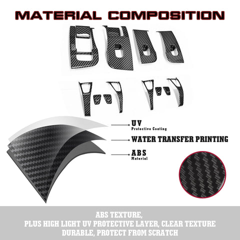 Carbon Fiber Style Window Switch Panel Cover Trim for Tesla Model 3 2021-2023