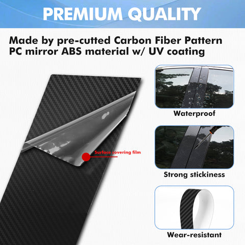 Carbon Fiber Style Window Pillar Post Trim Stickers For Honda Accord Sedan 18-22