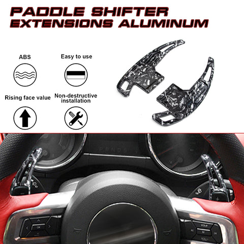 Black Forged Pattern Paddle Shifter Extension Cover For Ford Mustang 2015-2023