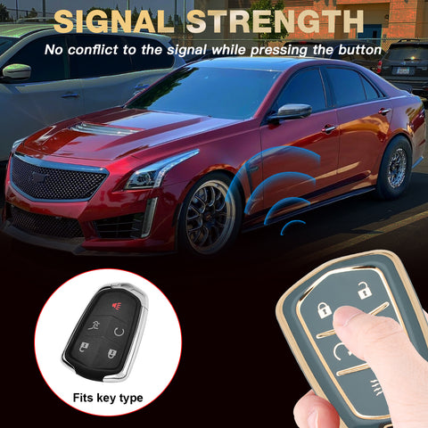 2X TPU Full Cover Smart Key Fob Cover For Cadillac CT6 XT5 CTS 2016-2019