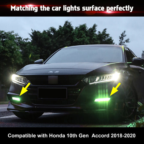 Xotic Tech Self Adhesive Front Fog Light DRL Tint Vinyl Film, Precut Fog Lamp Light Transmission Stickers Overlay Decal Exterior Decoration Compatible with Honda Accord 10th 2018 2019 2020