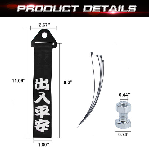 2Pcs Sporty Style Front Bumper Tow Strap+Tow Hook For Chevrolet Camaro 2016-2023