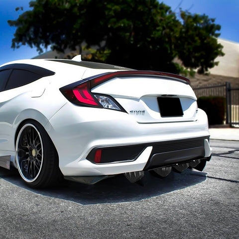 Universal Fit 6Pcs Rear Bumper Wing Lip Diffuser Splitter Shark Fins + Canard Valence Spoiler Deflector Body Kits