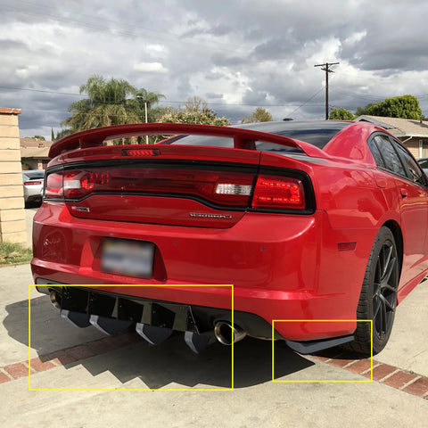 Universal Fit 6Pcs Rear Bumper Wing Lip Diffuser Splitter Shark Fins + Canard Valence Spoiler Deflector Body Kits