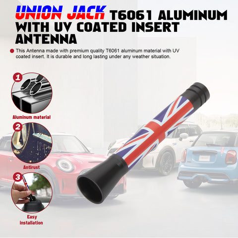 Xotic Tech Car Short/Long Antenna Union Jack Flag Checkerboard Theme Compatible with Mini Cooper All Models