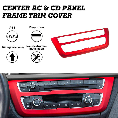 Red Center Console Stripe Multimedia Control Panel Cover For BMW 3 Series 12-18